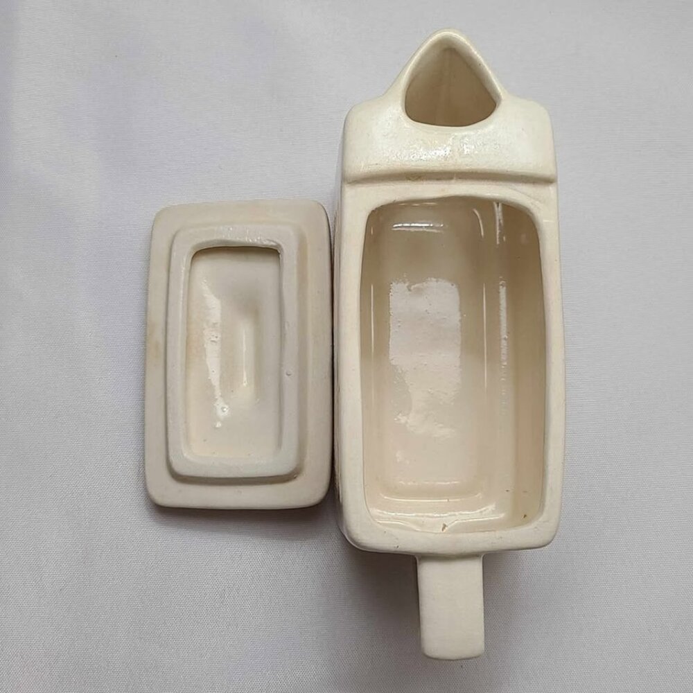 Vintage Japanese Gardens Rectangular Ceramic Creamer 6.25in x 2in x 3.5inH - Picture 3 of 8